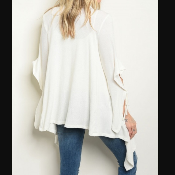 PEACE Creamy White Waterfall Open Front Long Sleeves Cardigan  Sizes Sm & Lg NWT - Picture 3 of 5